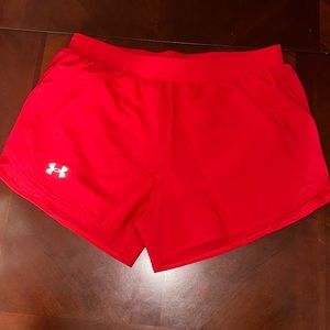 NWOT Under Armour Red athletic shorts with a pocket